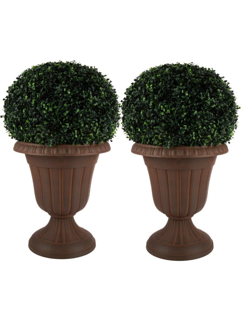 Set of 2 Large Brown Flower Pots for Outdoor Planters - 16x18-Inch Garden Decor